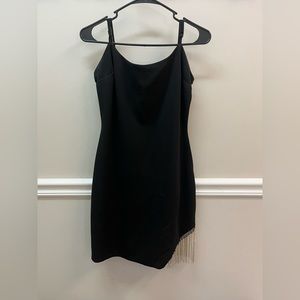 Black dress with beautiful diamond detail, semi formal, formal dress, prom dress